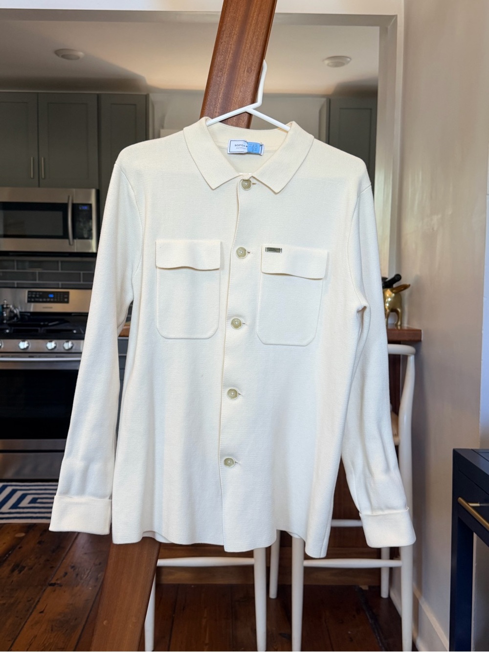 Scotch & Soda Off-White Button-Front Shirt Jacket